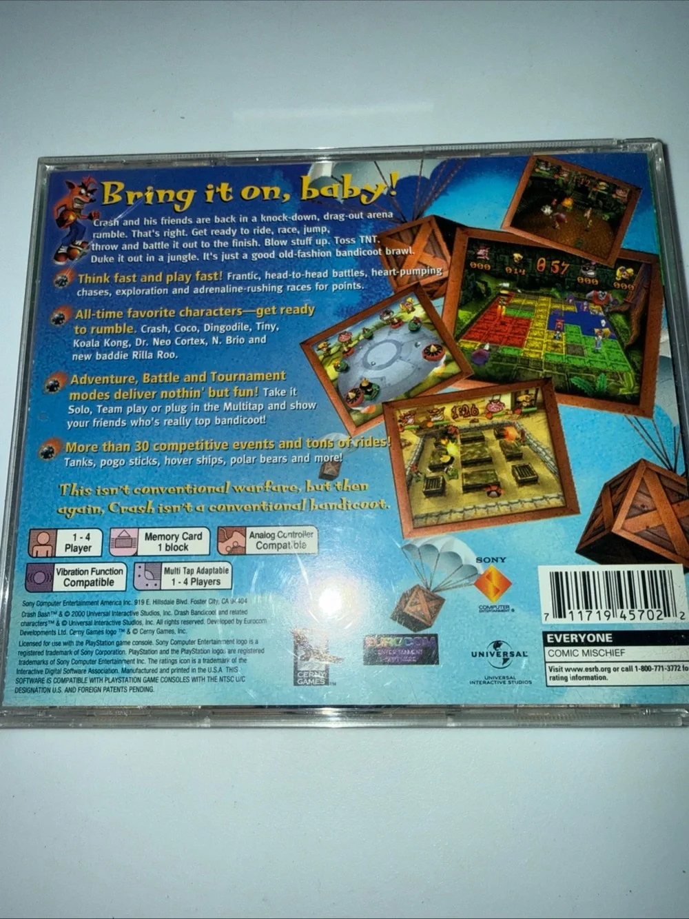 Sony Crash Bash PlayStation Game — Blue & Green Cover